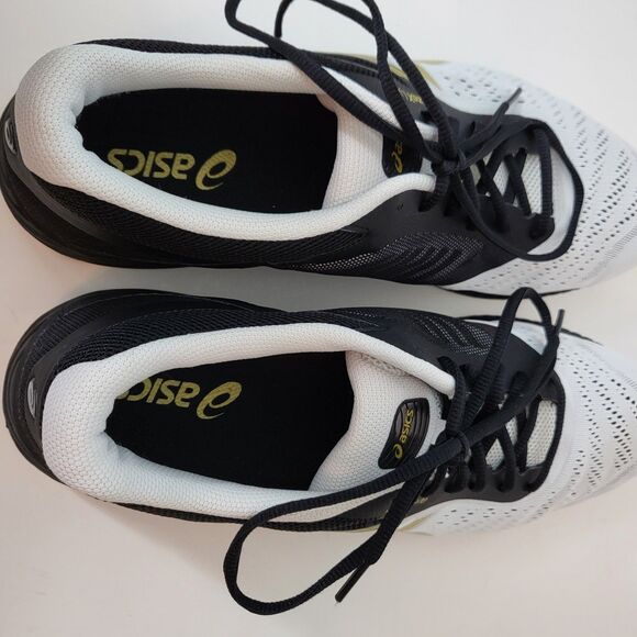 ASICS Sneakers Mens 14 FuzeX Lyte Shoes Black White Gold Athletic Casual Lace Up - Picture 8 of 9